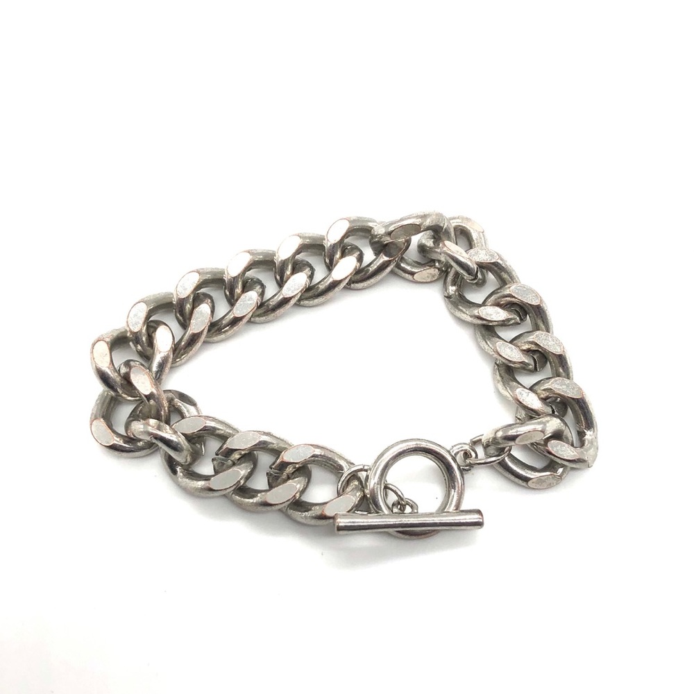 Thick Chain Bracelet Silver Plated